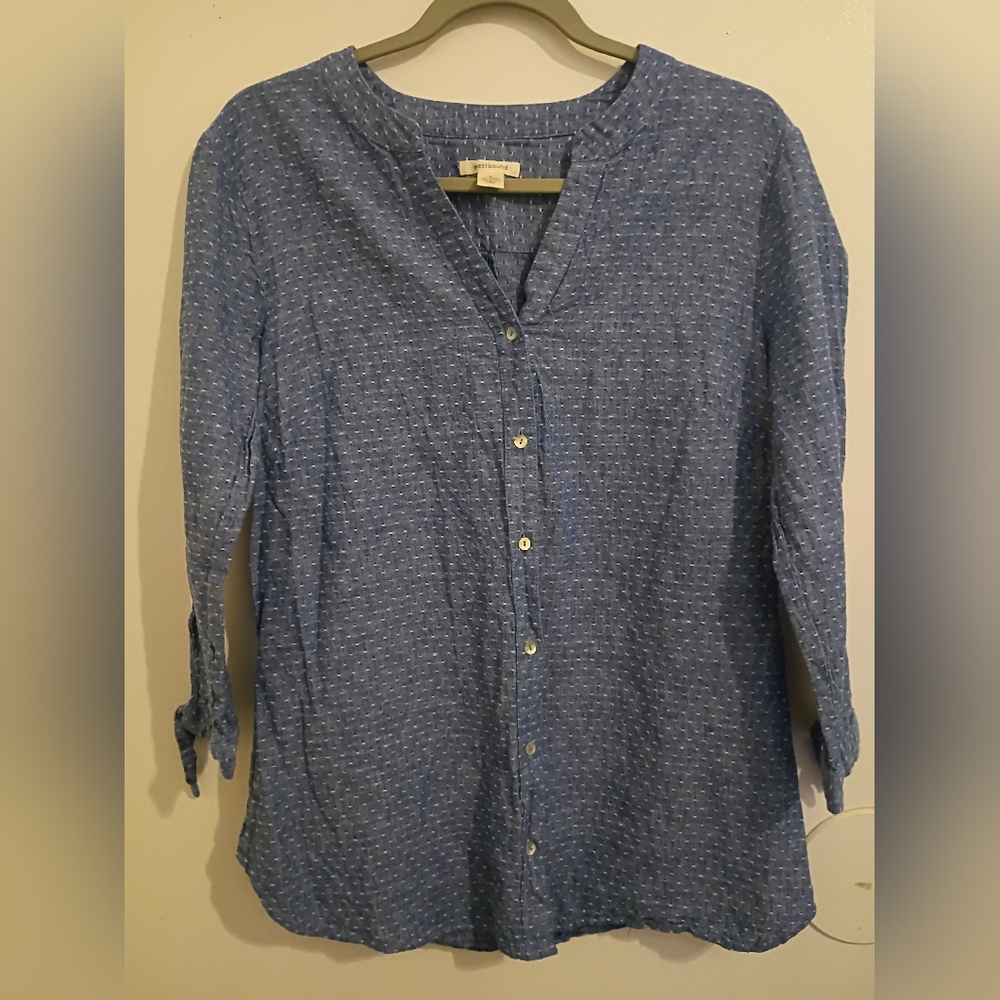 Westbound‎ Women's Blue Linen-Cotton Shirt Sz L